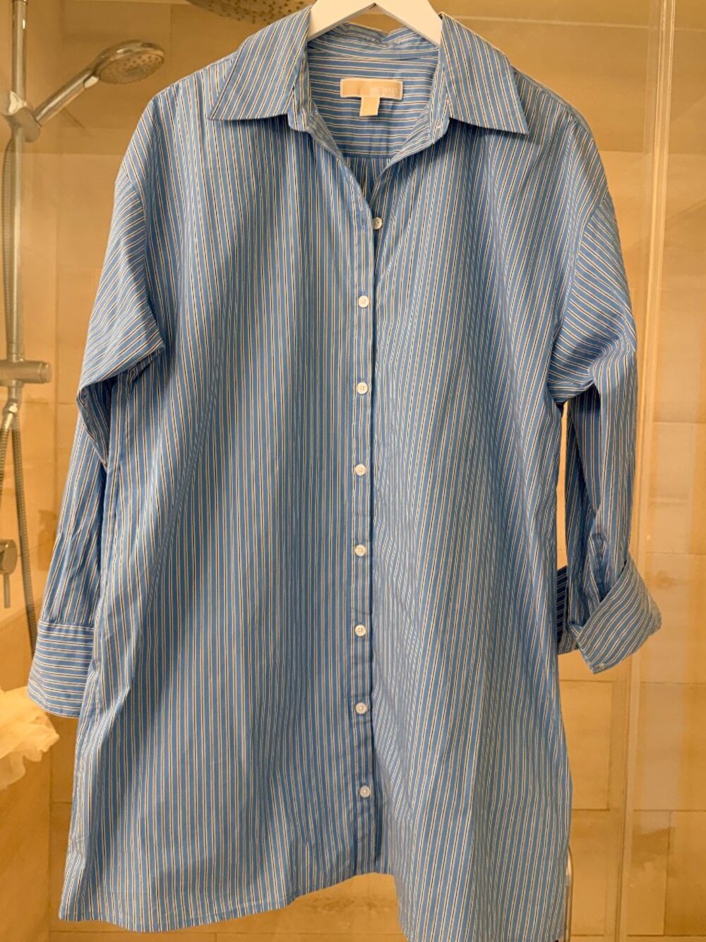 Michael Kors shirt dress Size L, blue with black & white stripe